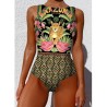 One piece swimsuit - colorful pattern - with push upBeachwear