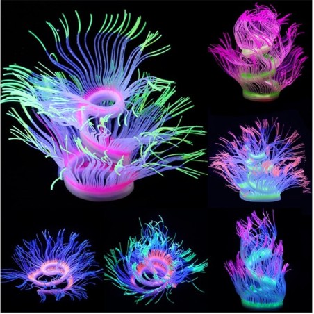Decoração de aquário - anêmona-do-mar luminosa de silicone
