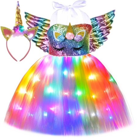 Fato de unicórnio - vestido - com LED
