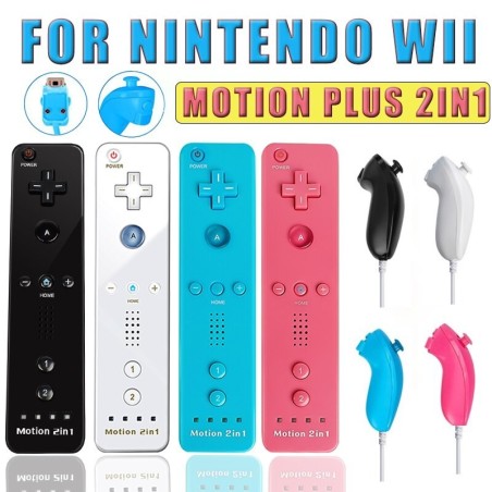 Controle remoto sem fio 2 em 1 - motion plus / Nunchuck - para Nintendo Wii / Wii U Joystick