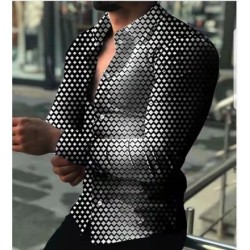 Camisa elegante de manga comprida - estampa geométrica