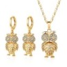 Conjunto joia dourado - com corujas de cristal - colar/brincos
