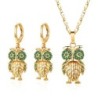 Conjunto joia dourado - com corujas de cristal - colar/brincos