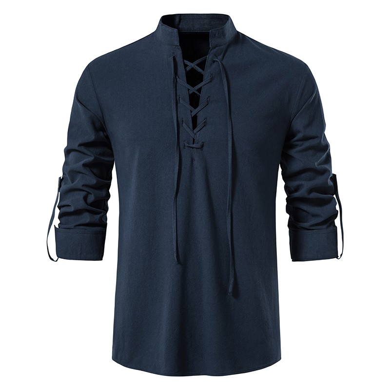 Camisa clássica de manga longa - decote amarrado