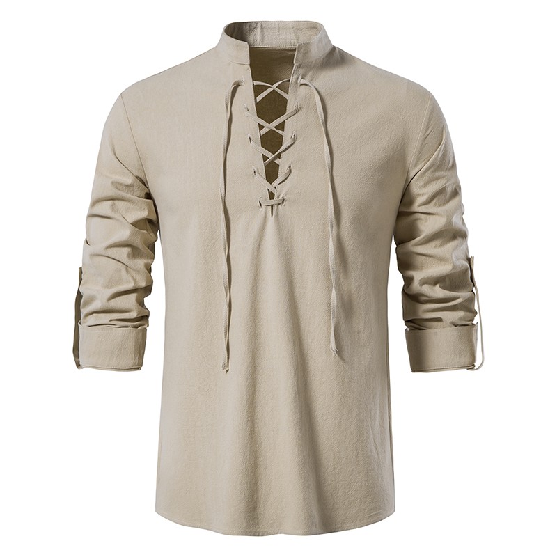 Camisa clássica de manga longa - decote amarrado