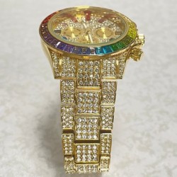 MISSFOX - relógio de quartzo de luxo - diamantes arco-íris - à prova d'água