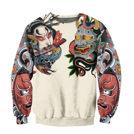 Cultura japonesa - tatuagem de máscara estampada - moletom