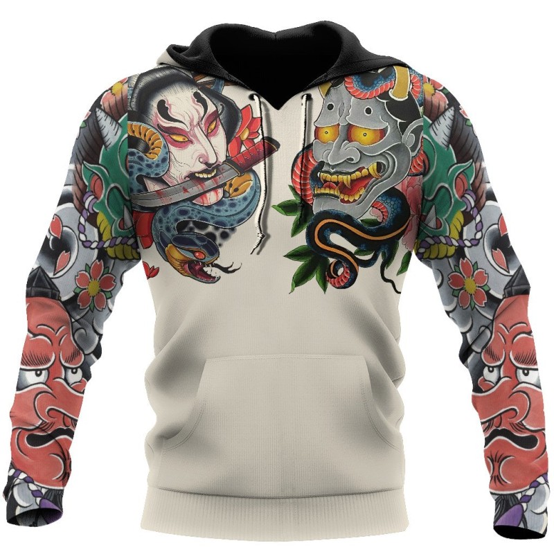 Cultura japonesa - tatuagem de máscara estampada - moletom