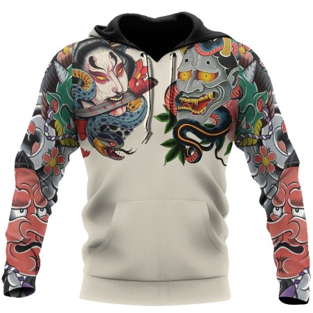 Cultura japonesa - tatuagem de máscara estampada - moletom