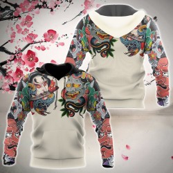 Cultura japonesa - tatuagem de máscara estampada - moletom