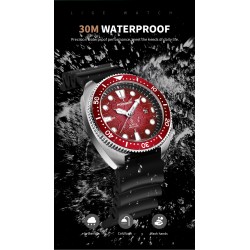 LIGE - stainless steel Quartz watch - waterproof - silicone strap - redWatches