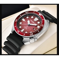 LIGE - stainless steel Quartz watch - waterproof - silicone strap - redWatches