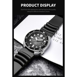 LIGE - relógio de quartzo de aço inoxidável - à prova d'água - pulseira de silicone - preto