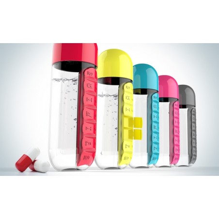 Organizador diário de comprimidos - caixa - garrafa de água - à prova de fugas - 600ml