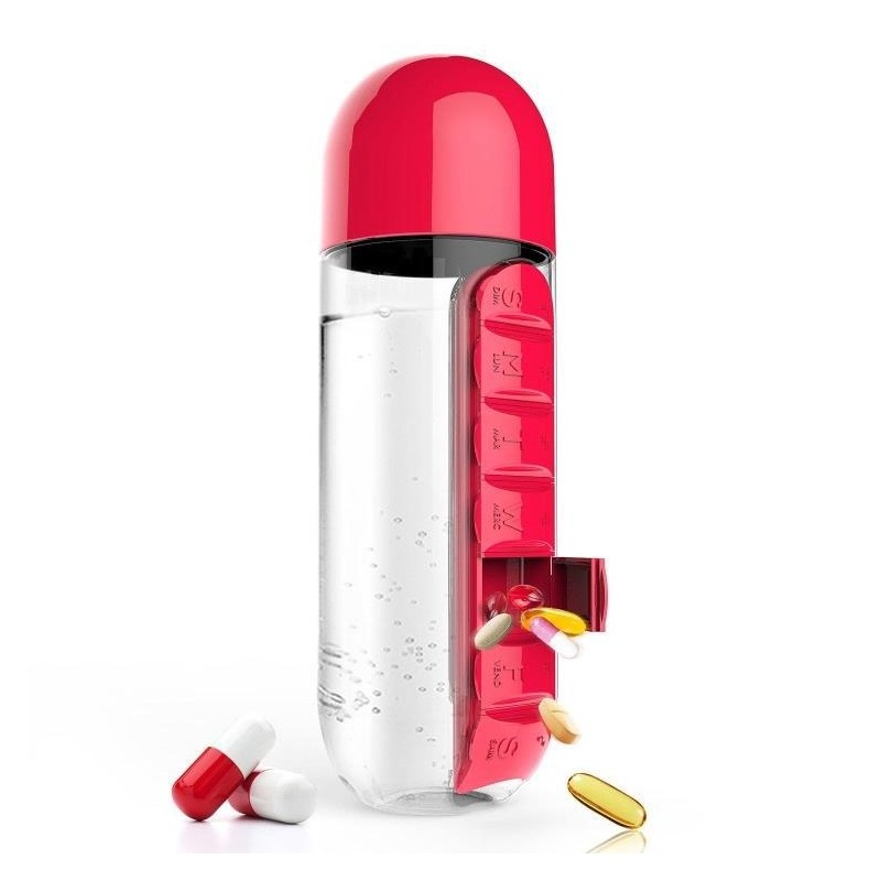 Organizador diário de comprimidos - caixa - garrafa de água - à prova de fugas - 600ml