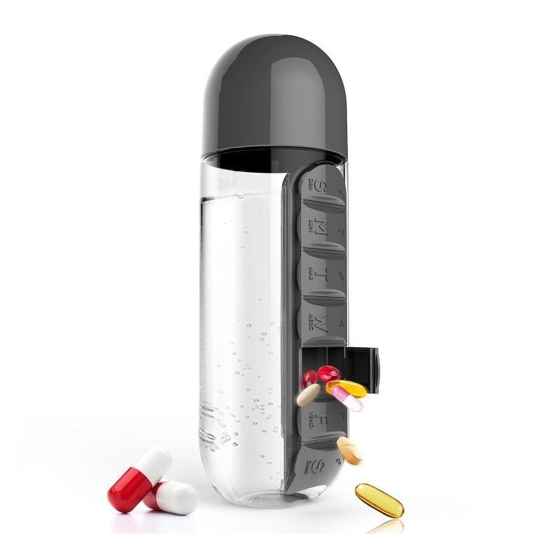 Organizador diário de comprimidos - caixa - garrafa de água - à prova de fugas - 600ml