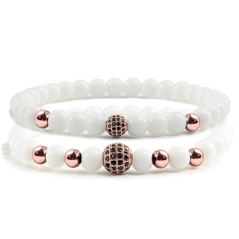 Pulseira de pedras brancas - bolas de cristal decorativas - 2 peças
