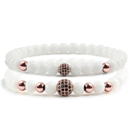 Pulseira de pedras brancas - bolas de cristal decorativas - 2 peças