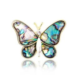 Borboleta de concha colorida - com cristal - broche