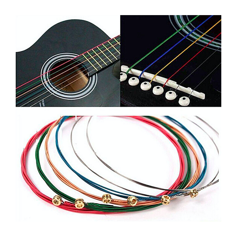 Cordas de guitarra coloridas - conjunto de 6 peças