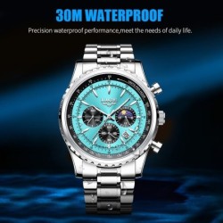 LIGE - luxury Quartz watch - luminous - stainless steel - waterproof - turquoiseWatches
