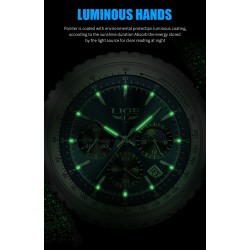 LIGE - relógio de quartzo de luxo - luminoso - aço inoxidável - à prova d'água - ouro rosa