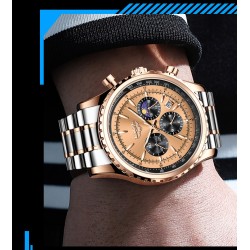 LIGE - luxury Quartz watch - luminous - stainless steel - waterproof - rose goldWatches