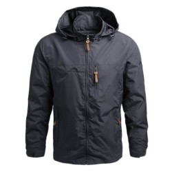 Jaqueta corta-vento masculina com capuz - jaqueta