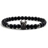 Black beaded bracelet - decorative crown / ball / crossBracelets