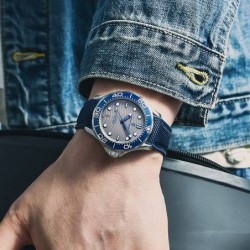 PAGANI DESIGN - relógio mecânico - aço inoxidável - à prova d'água - pulseira de nylon - azul
