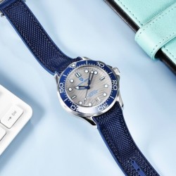 PAGANI DESIGN - relógio mecânico - aço inoxidável - à prova d'água - pulseira de nylon - azul