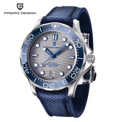 PAGANI DESIGN - relógio mecânico - aço inoxidável - à prova d'água - pulseira de nylon - azul