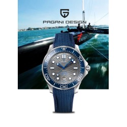 PAGANI DESIGN - relógio mecânico - aço inoxidável - à prova d'água - pulseira de nylon - azul
