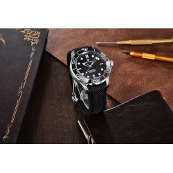 PAGANI DESIGN - relógio mecânico - aço inoxidável - à prova d'água - pulseira de nylon - preto