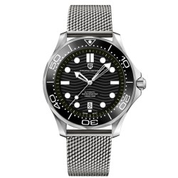 PAGANI DESIGN - mechanical watch - stainless steel - mesh strap - waterproof - blackWatches