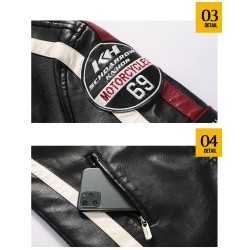 Jaqueta de couro curta - patches decorativos