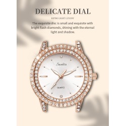 SUNKTA - elegante relógio de quartzo com cristais - ouro rosa