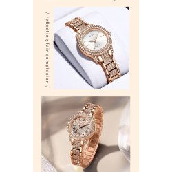 SUNKTA - elegante relógio de quartzo com cristais - ouro rosa