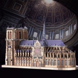 Quebra-cabeças de metal 3D - Catedral de Notre Dame - modelo DIY - kit de construção