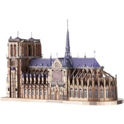 Quebra-cabeças de metal 3D - Catedral de Notre Dame - modelo DIY - kit de construção