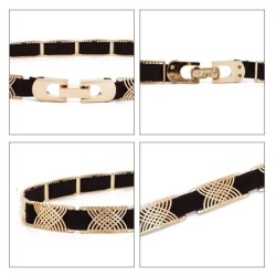 Elegante cinto elástico preto - com decorações de metal dourado