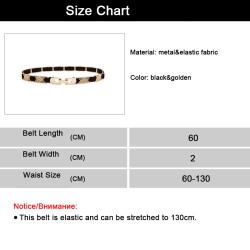 Elegant black elastic belt - with golden metal decorationsBelts