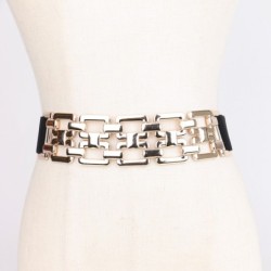 Cinto elástico da moda - com corrente decorativa de metal dourado