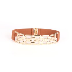 Cinto elástico da moda - com corrente decorativa de metal dourado