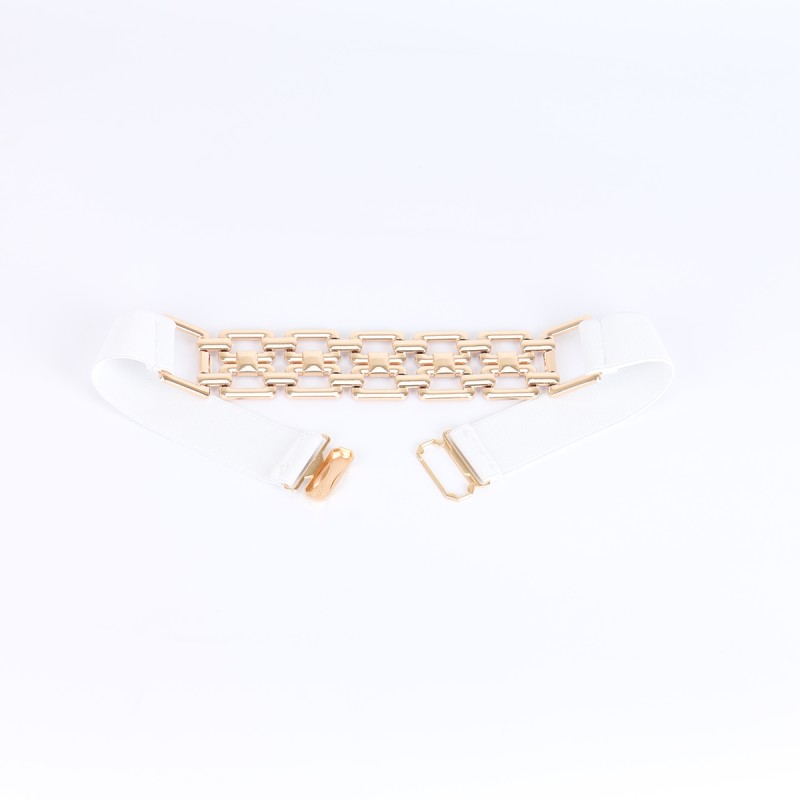 Cinto elástico da moda - com corrente decorativa de metal dourado
