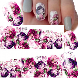Adesivos decorativos para unhas - transferência de água - design de flores