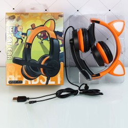 Fones de ouvido de orelhas de gato brilhantes - fone de ouvido com fio - com microfone