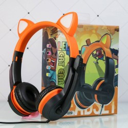 Fones de ouvido de orelhas de gato brilhantes - fone de ouvido com fio - com microfone