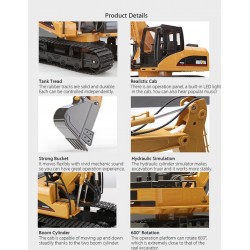 R/C excavator - 15 channels - 2.4G - 1/14 - with battery - RTR toyCars