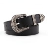 Vintage leather belt - with carved metal buckleBelts